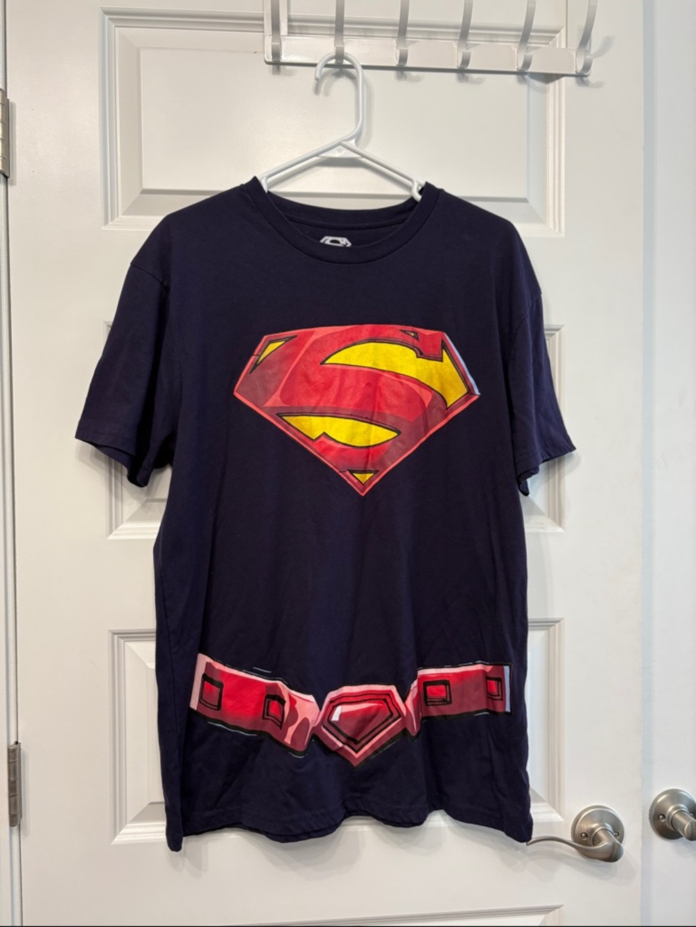 Superman Costume Tee With Cape Navy Red & Yellow